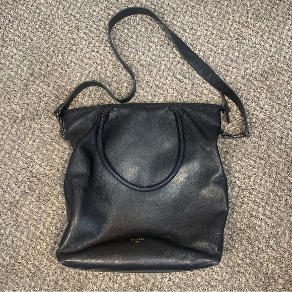 DAAME Handbags - DAAME USA Large Pebbled Leather Laptop Crossbody Bag